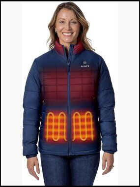 Women's Heated Puffer Jacket with 4 Heat Zones, Lightweight Insulated Coat